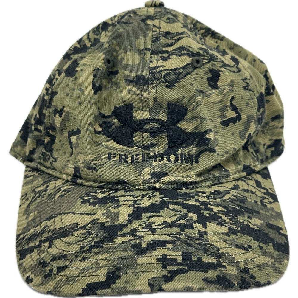 Under Armour UA Freedom CAMO Adjustable MEN'S Cap Hat Green/Black Free Fit Core